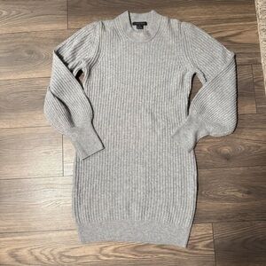 French Connection Light Gray Ribbed Sweater dress